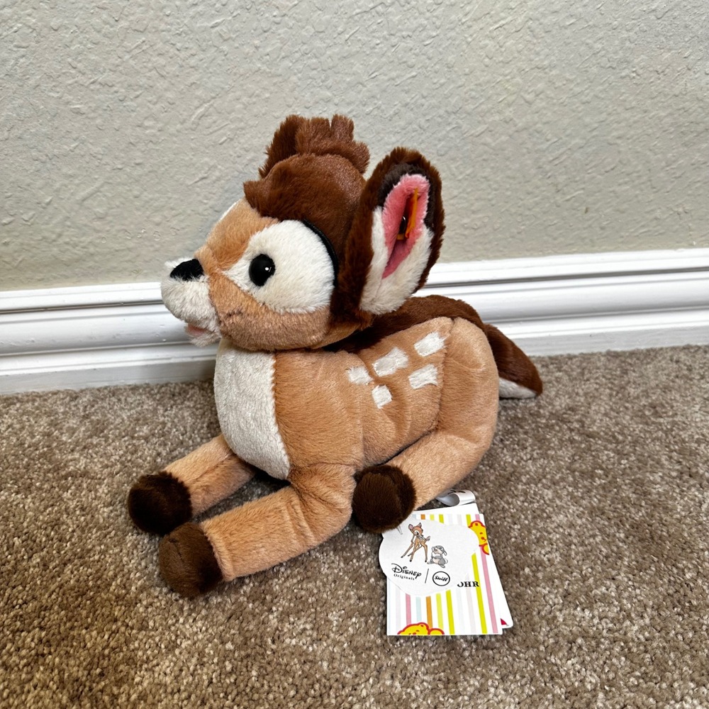 Steiff Disney Originals Bambi Plush Fawn 024689 Button in Ear NWT Brown 21cm
